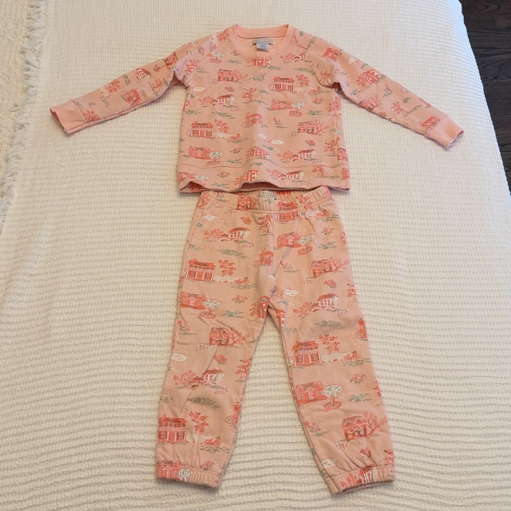 The Beaufort Bonnet Company TBBC Girls Pink Toile Pima Cotton Sweatpant SET!